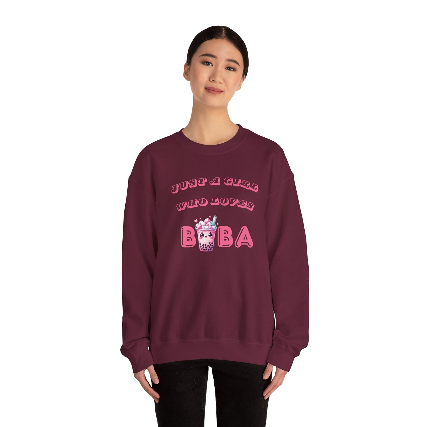 Just a Girl Who Loves Boba - Cozy Crewneck