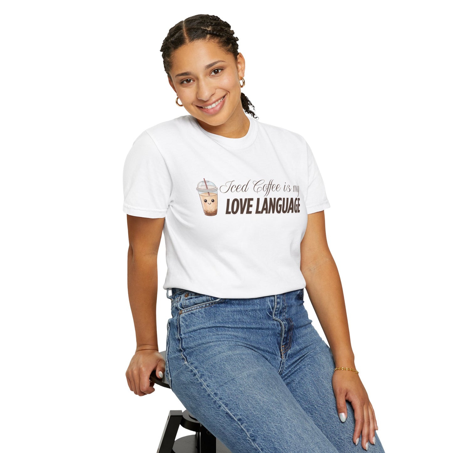 Iced Coffee is my Love Language T-Shirt, Brown texts