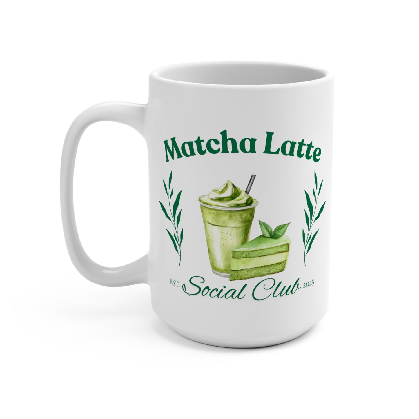 Matcha Latte Social Club White Mug 15oz