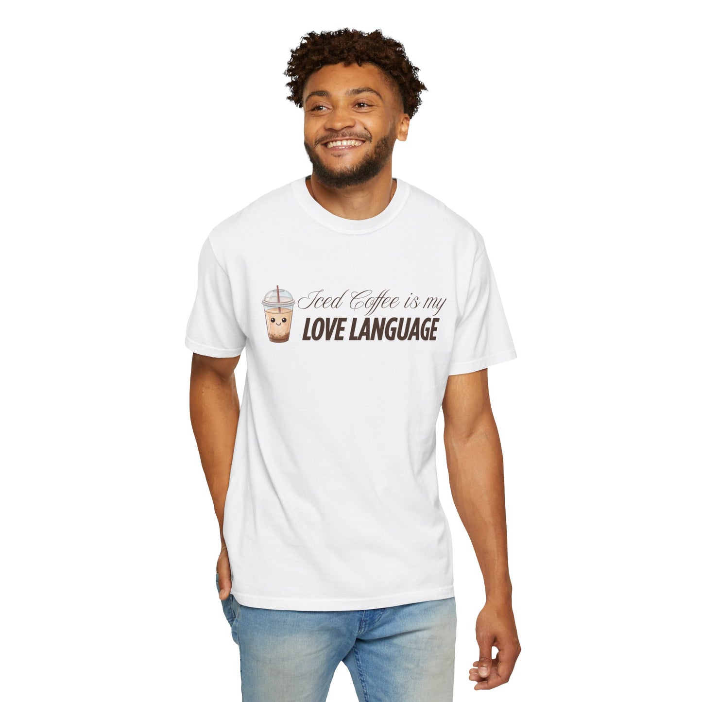 Iced Coffee is my Love Language T-Shirt, Brown texts