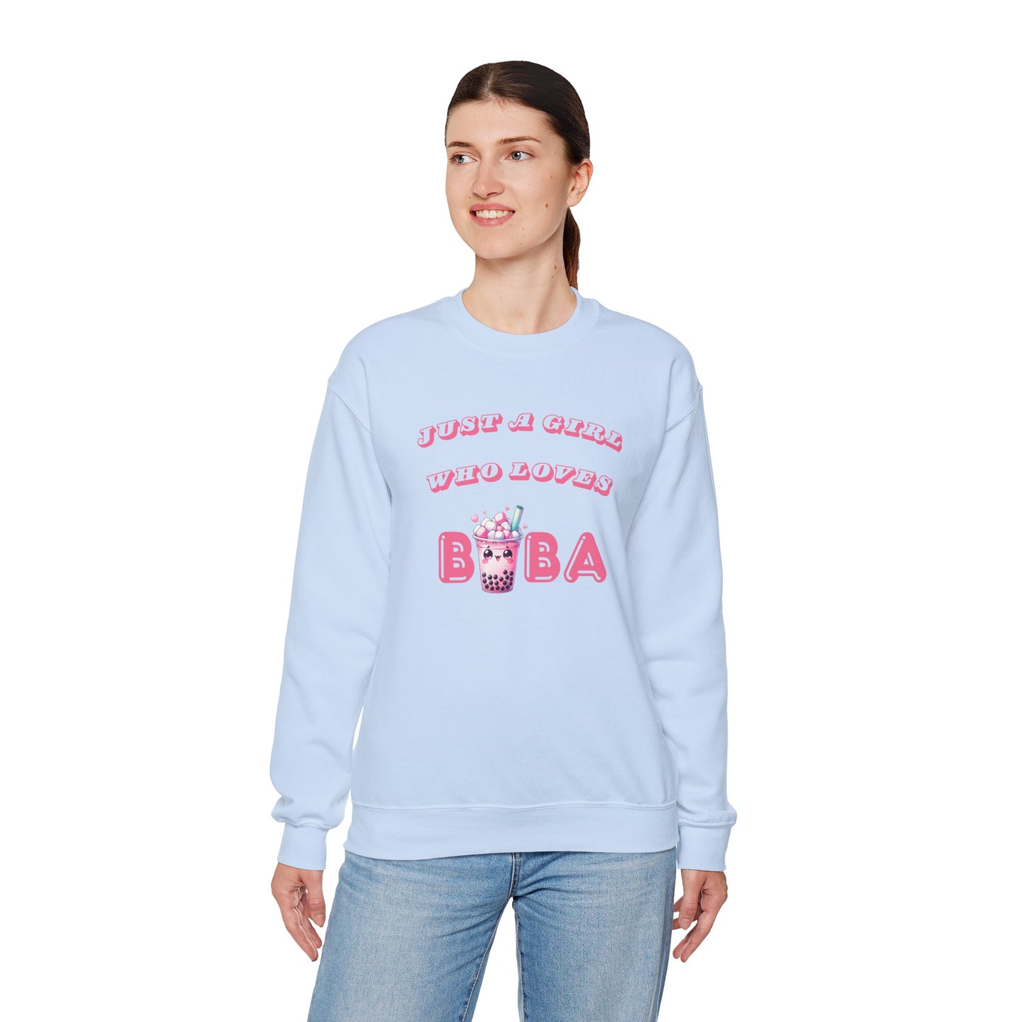 Just a Girl Who Loves Boba - Cozy Crewneck