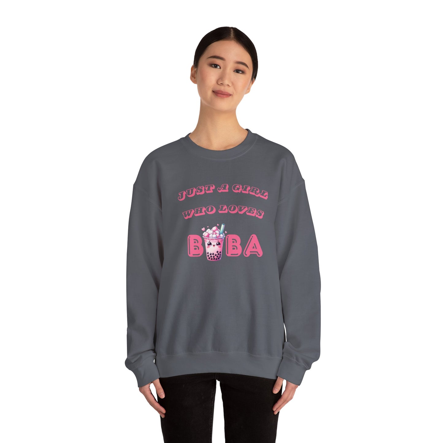 Just a Girl Who Loves Boba - Cozy Crewneck