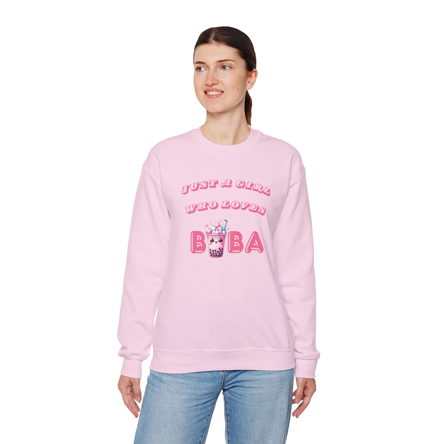 Just a Girl Who Loves Boba - Cozy Crewneck