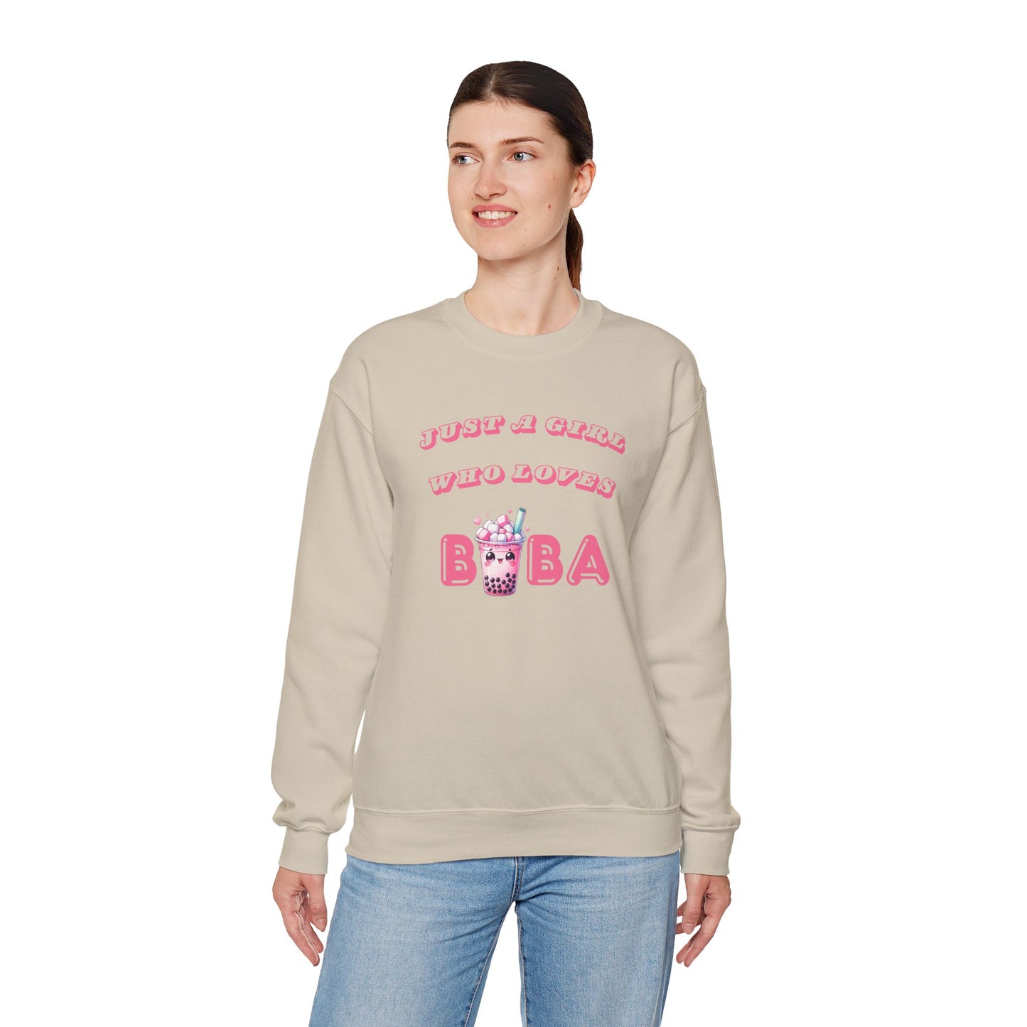 Just a Girl Who Loves Boba - Cozy Crewneck