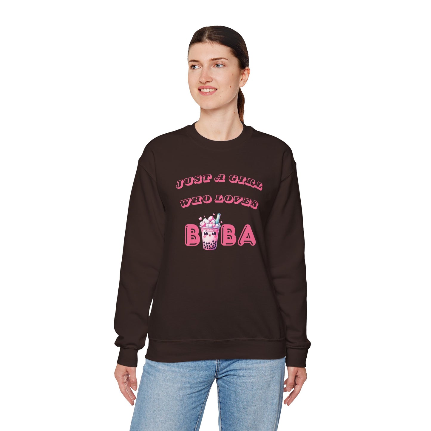 Just a Girl Who Loves Boba - Cozy Crewneck