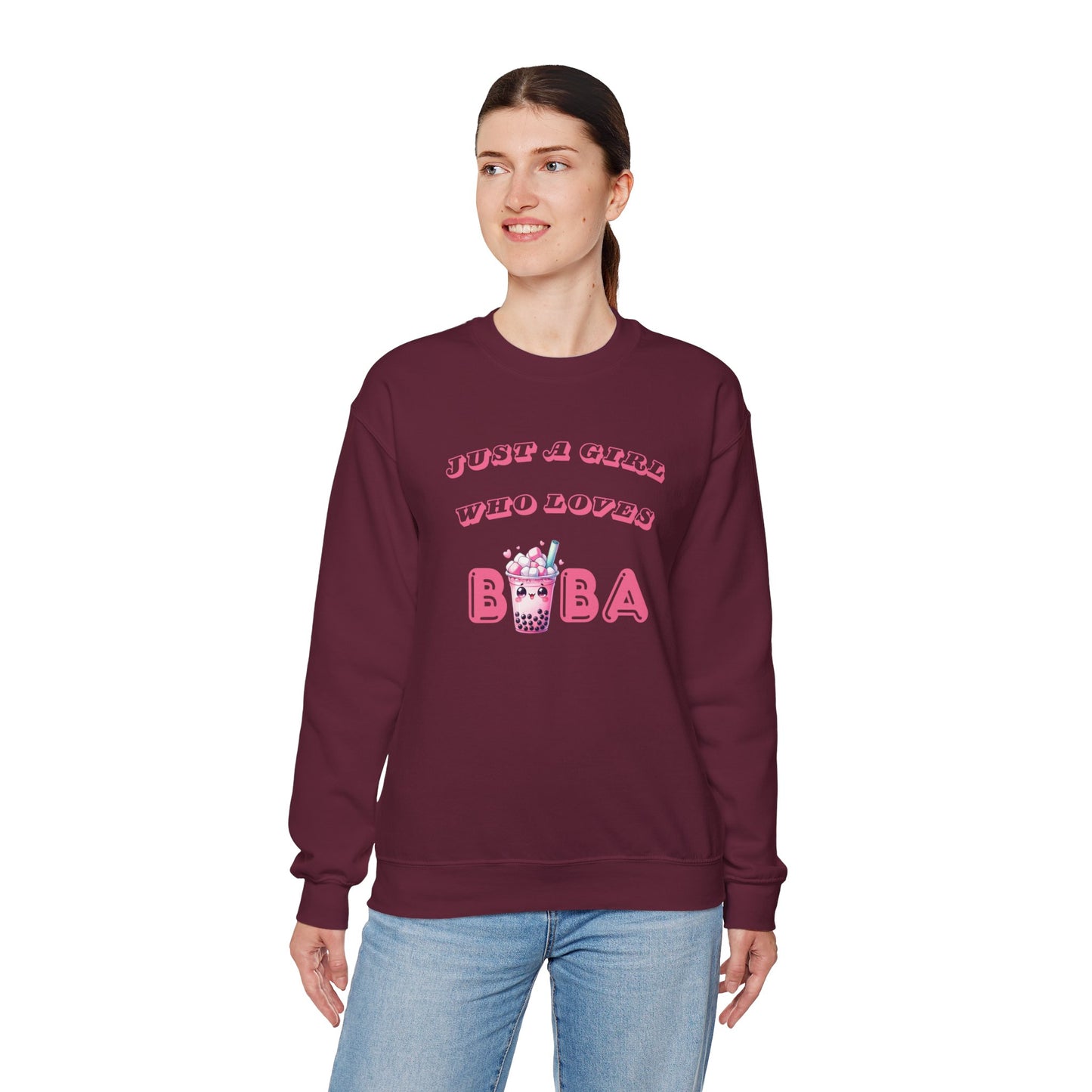Just a Girl Who Loves Boba - Cozy Crewneck
