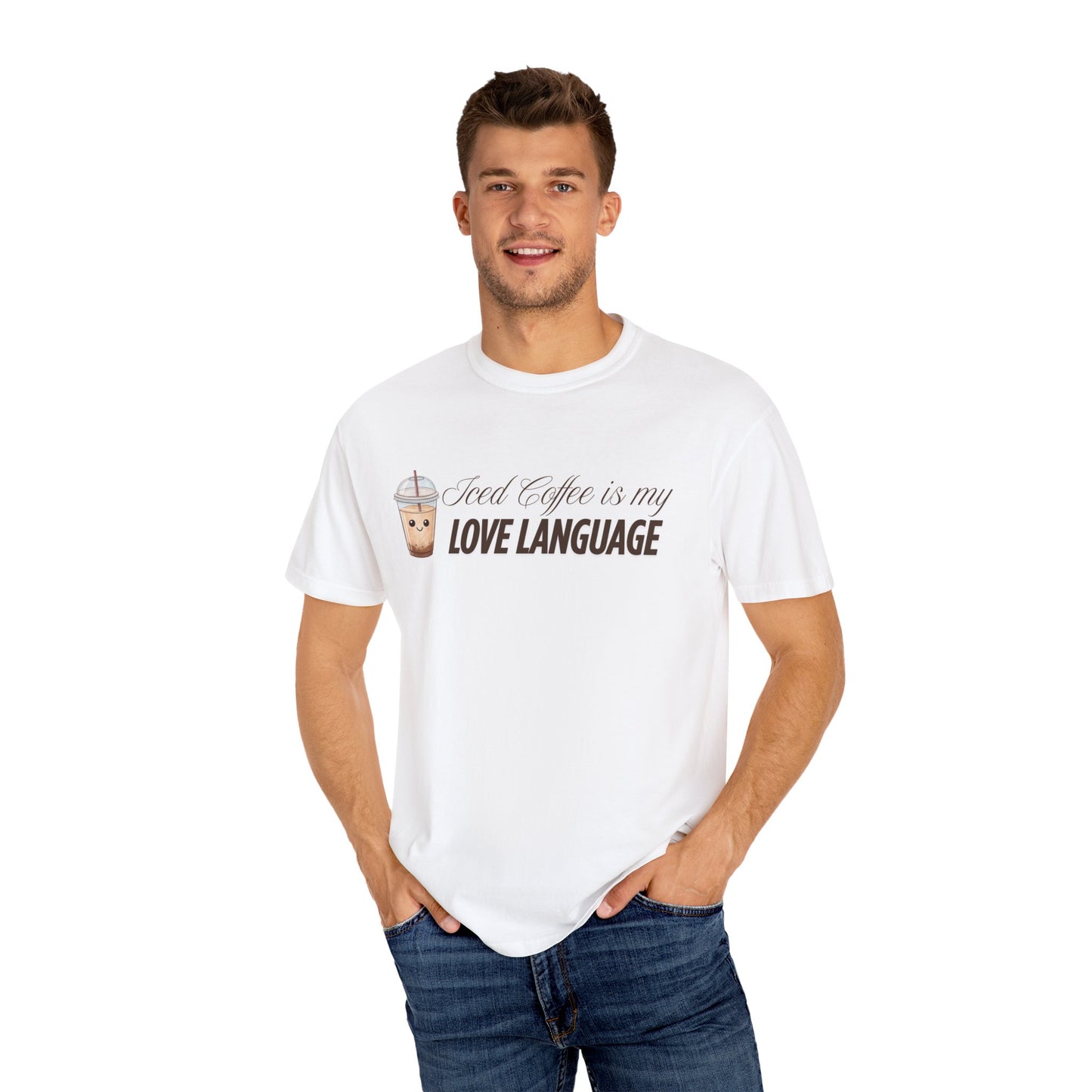 Iced Coffee is my Love Language T-Shirt, Brown texts