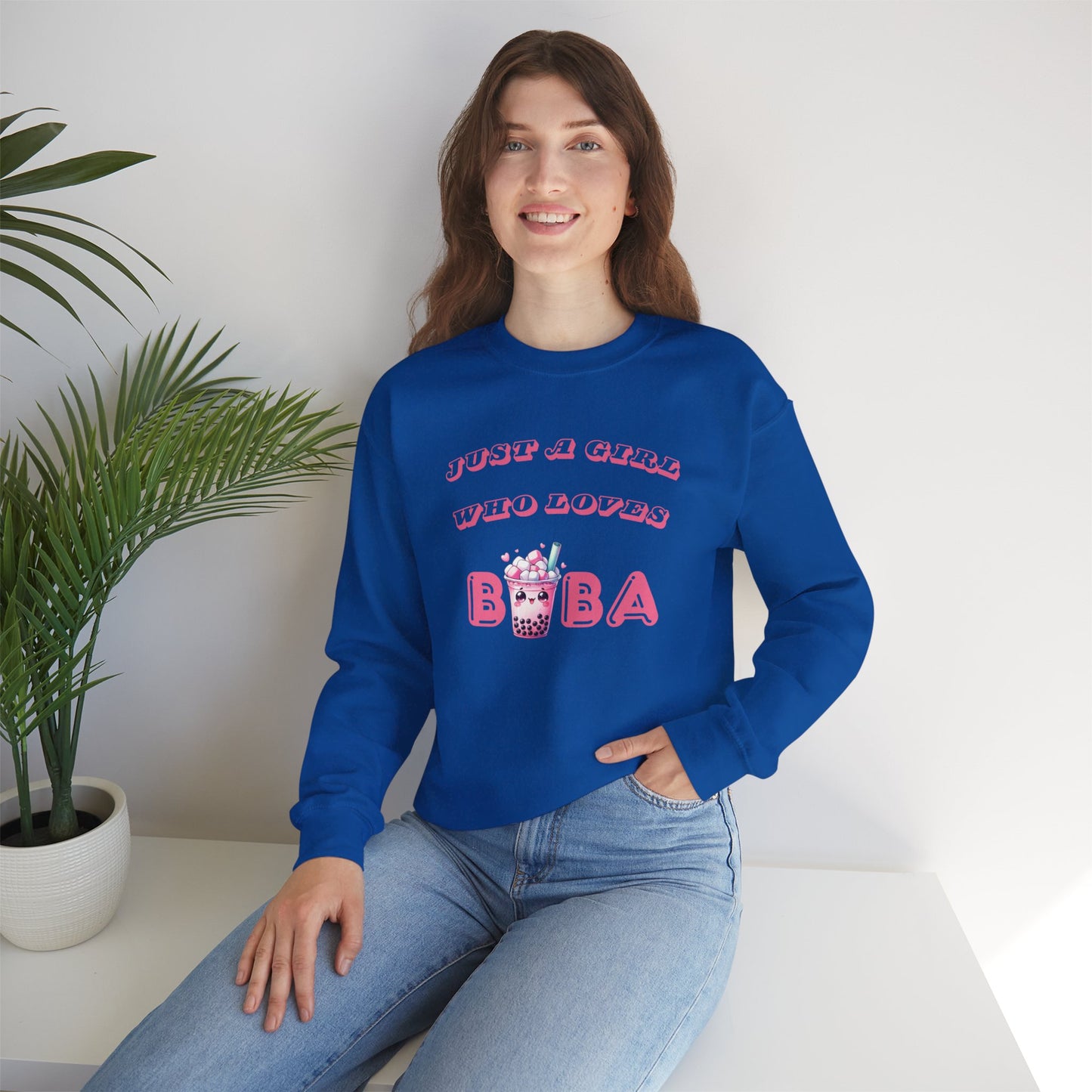 Just a Girl Who Loves Boba - Cozy Crewneck
