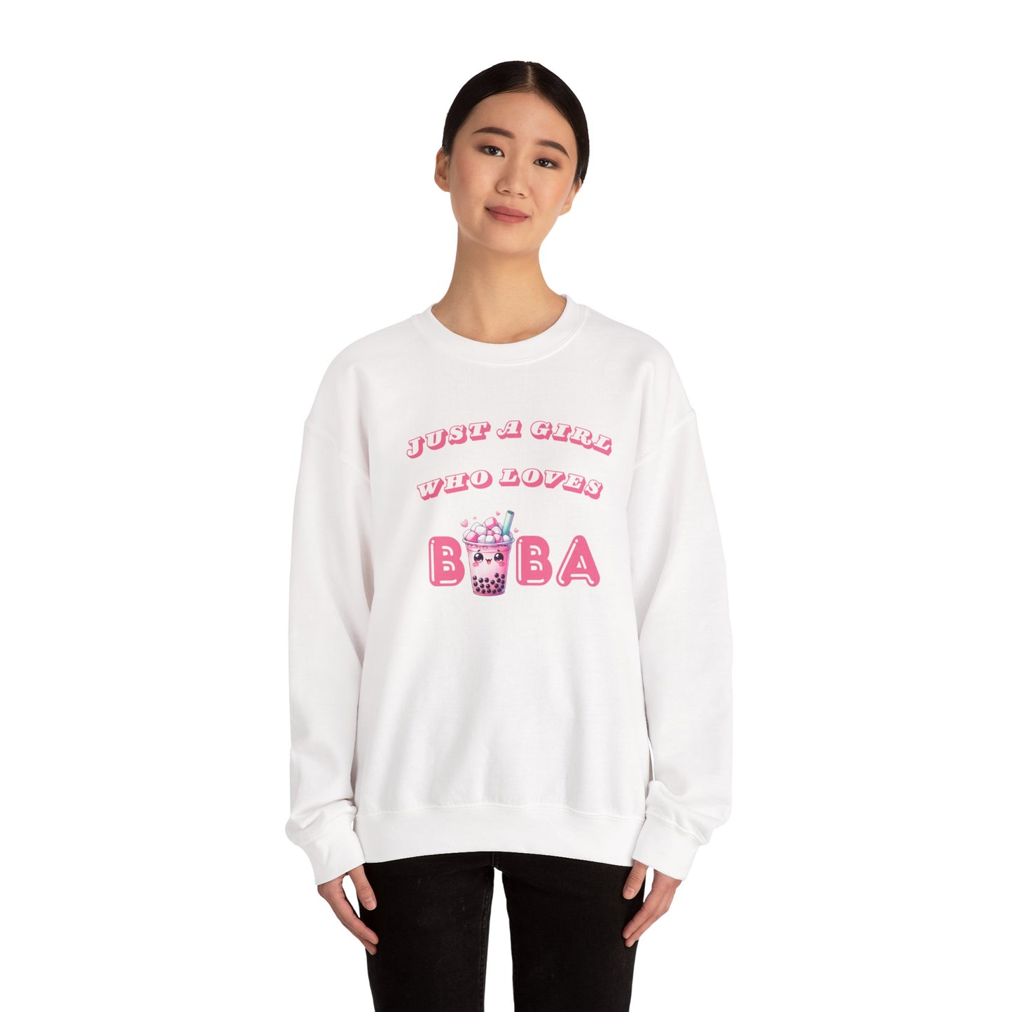 Just a Girl Who Loves Boba - Cozy Crewneck