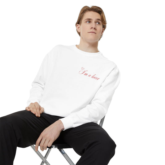 I’m a Lover - Unisex White Garment-Dyed Sweatshirt