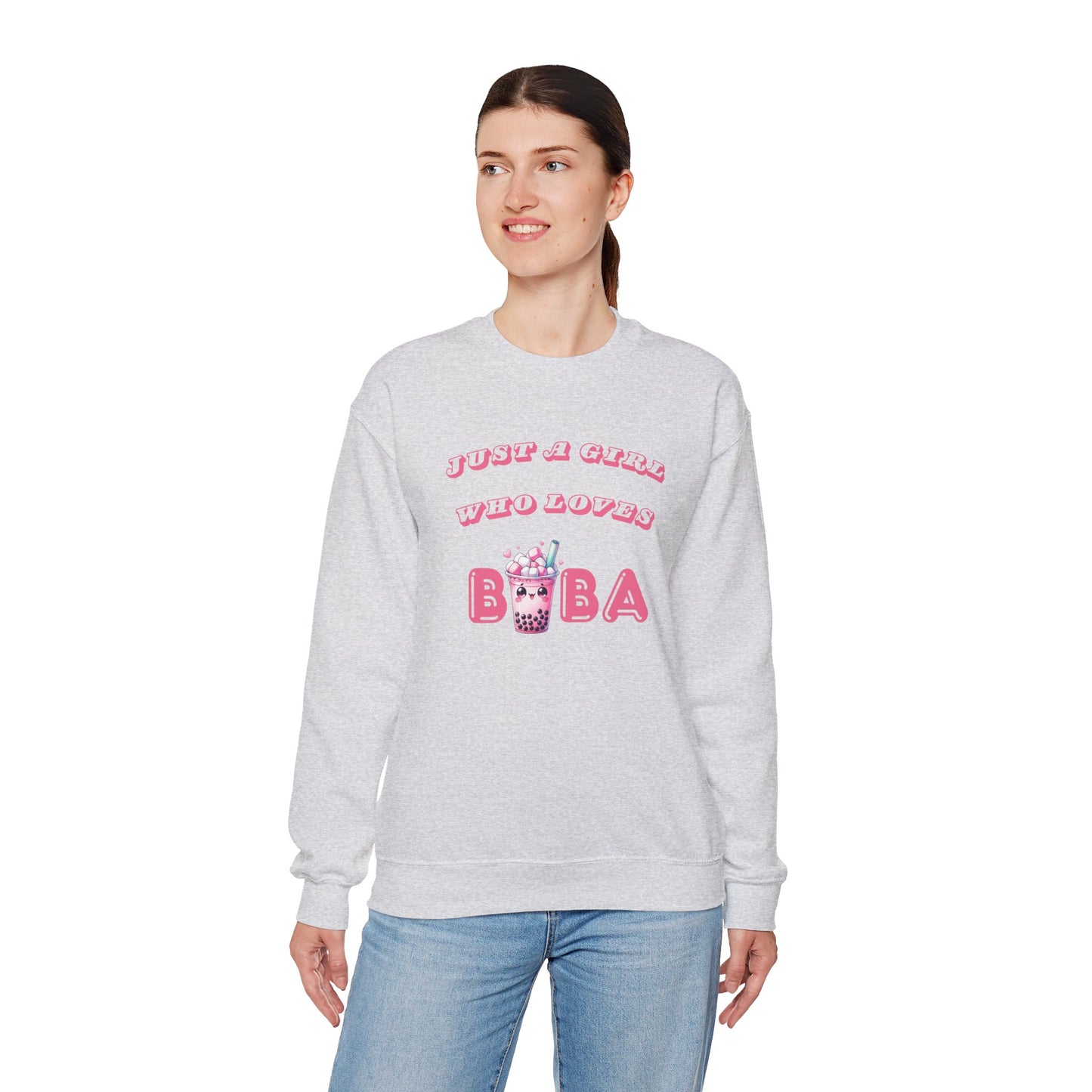 Just a Girl Who Loves Boba - Cozy Crewneck