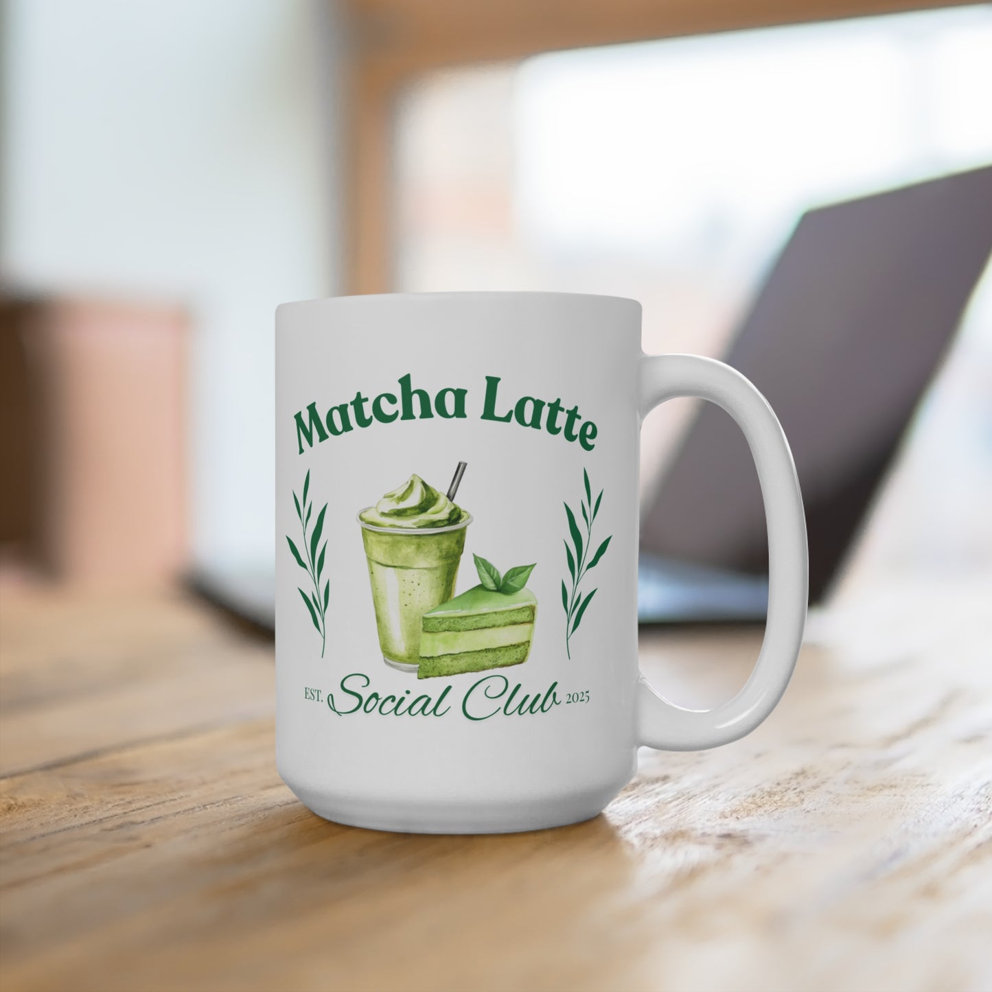 Matcha Latte Social Club White Mug 15oz