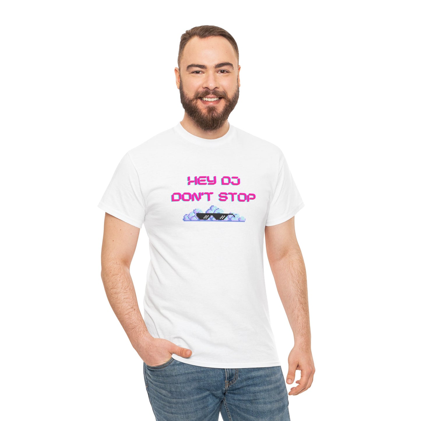 Hey DJ Don't Stop Unisex Heavy Cotton Tee
