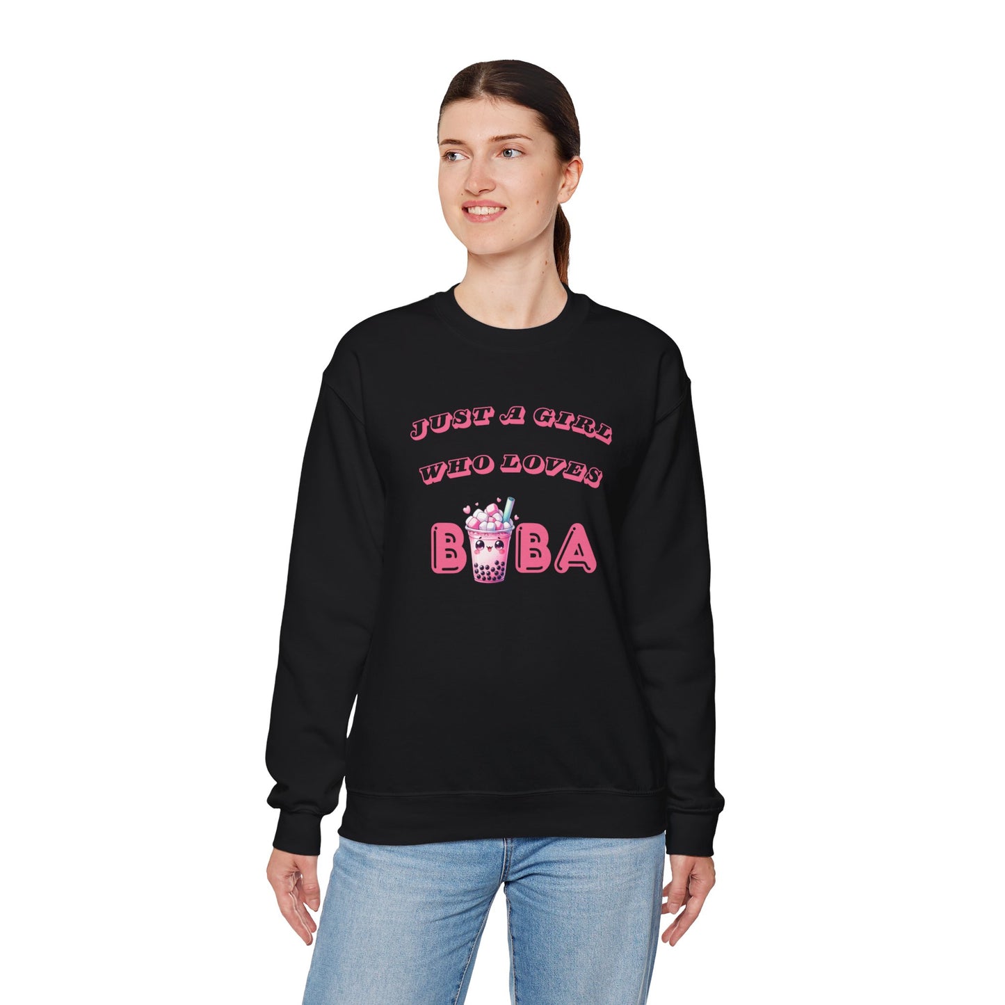 Just a Girl Who Loves Boba - Cozy Crewneck