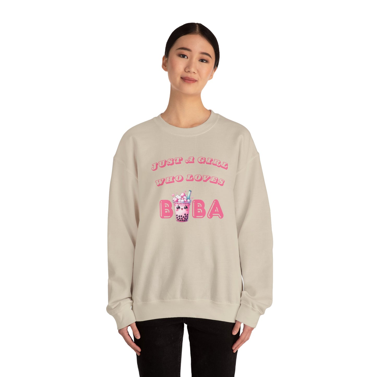 Just a Girl Who Loves Boba - Cozy Crewneck