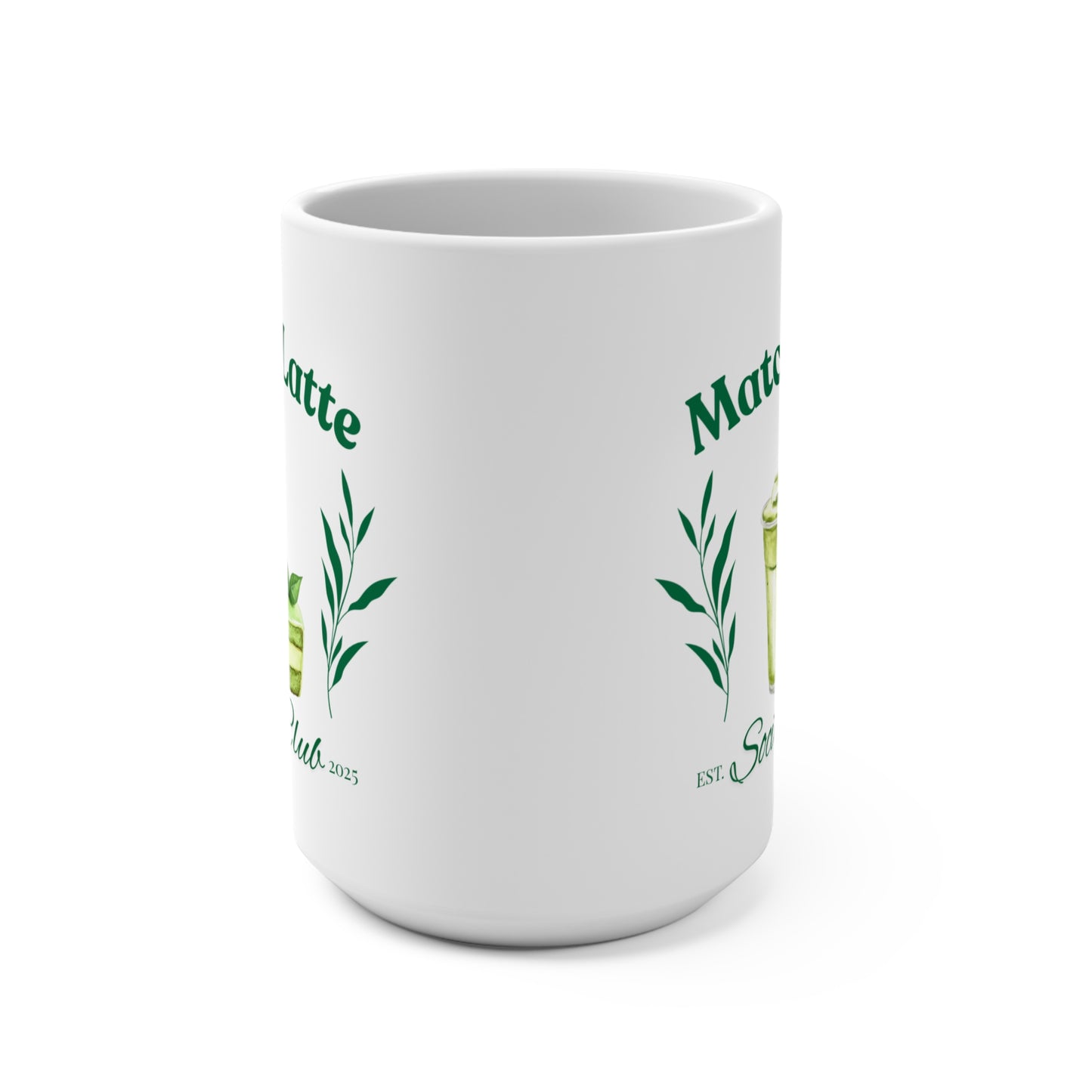 Matcha Latte Social Club White Mug 15oz