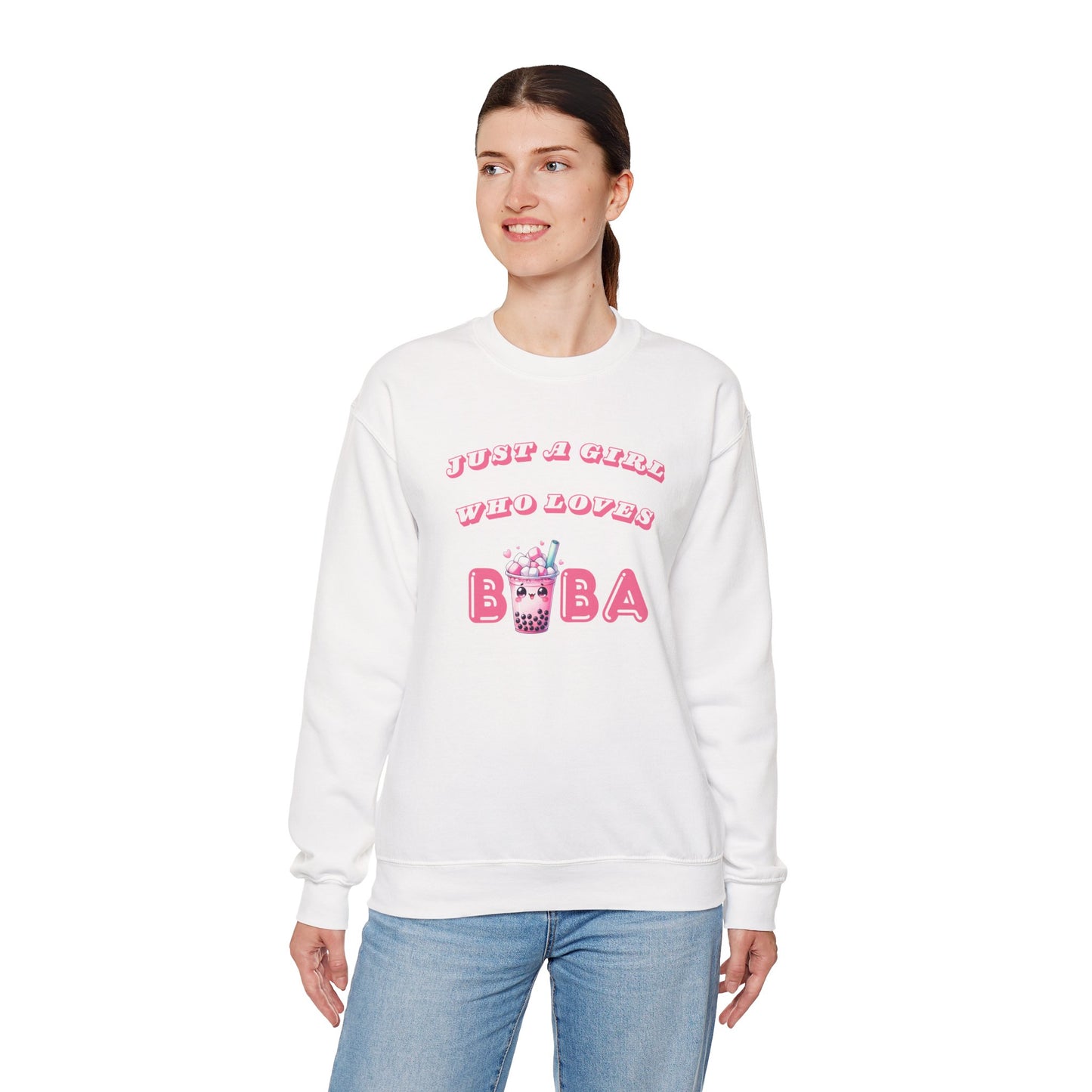 Just a Girl Who Loves Boba - Cozy Crewneck