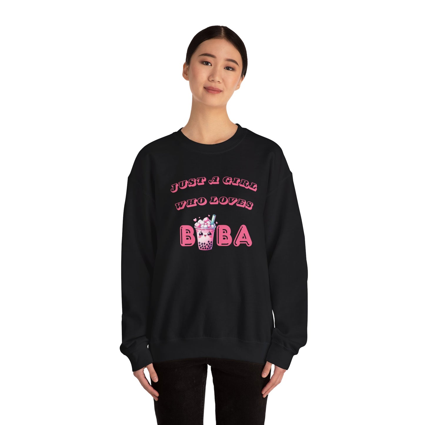 Just a Girl Who Loves Boba - Cozy Crewneck