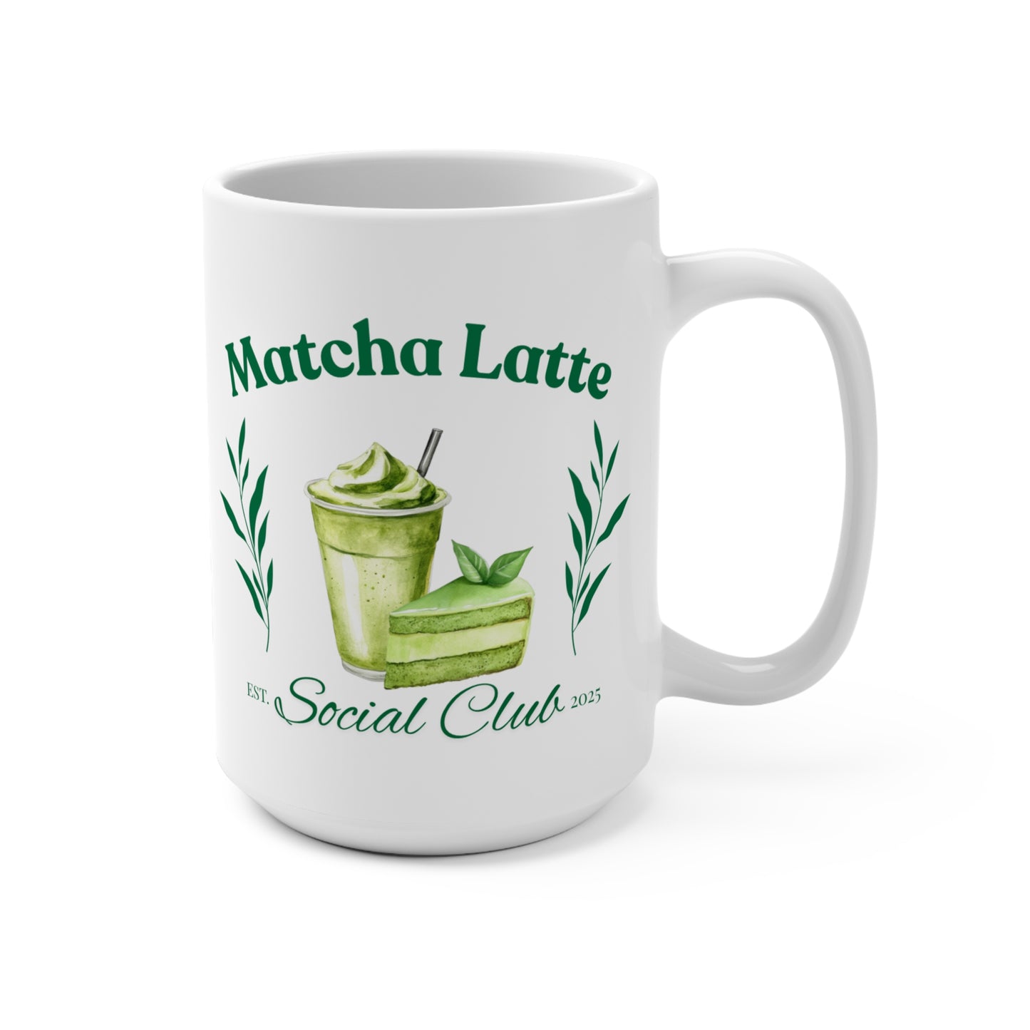 Matcha Latte Social Club White Mug 15oz